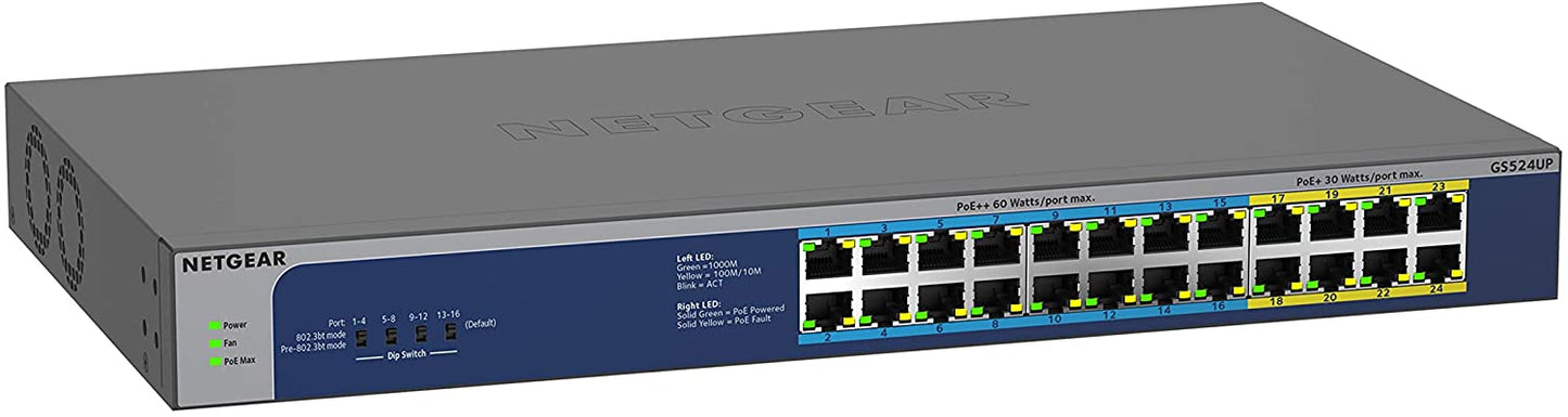 Netgear 24-Port Gigabit Ethernet Unmanaged PoE++ Switch GS524UP-100NAS main image