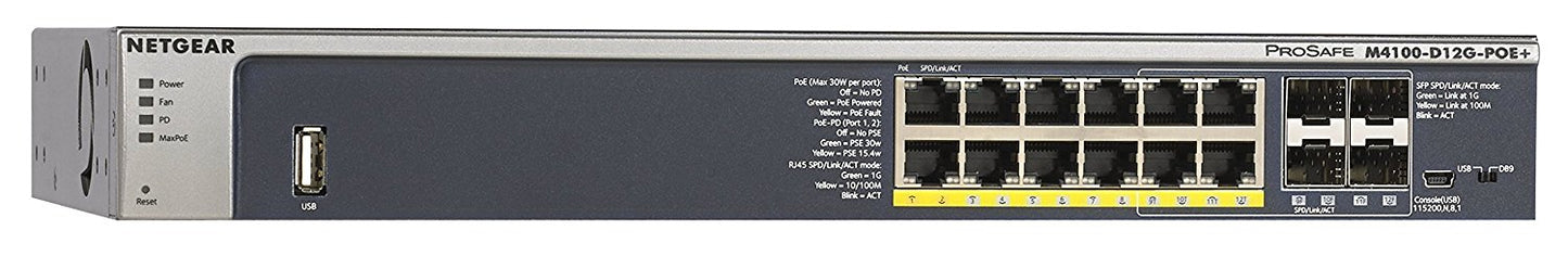 Netgear ProSafe 12-Port Gigabit PoE+ Desktop L2+ Managed Switch GSM5212P main image