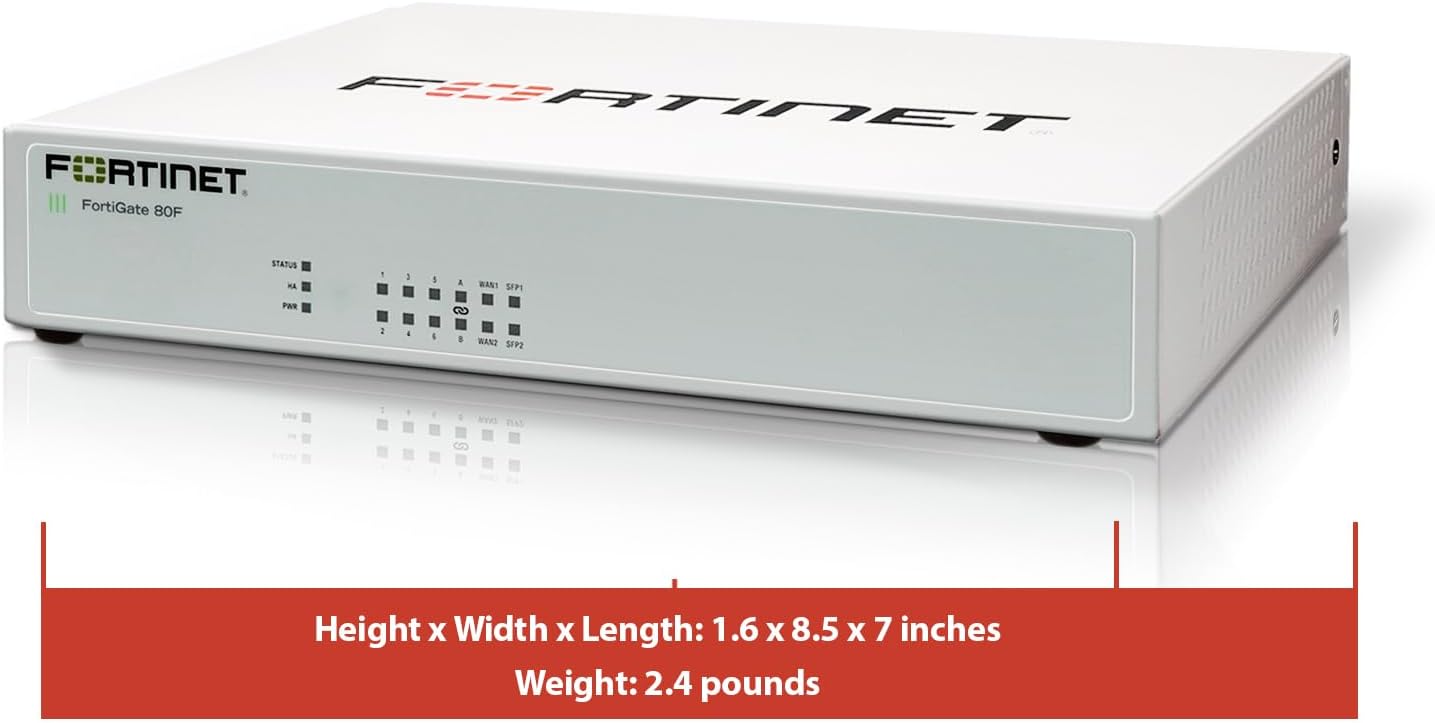 Fortinet FortiGate 80F – FG-80F-BDL-950-12 – Hardware + 1-Year FortiCare Premium & FortiGuard Unified Threat Protection (UTP)
