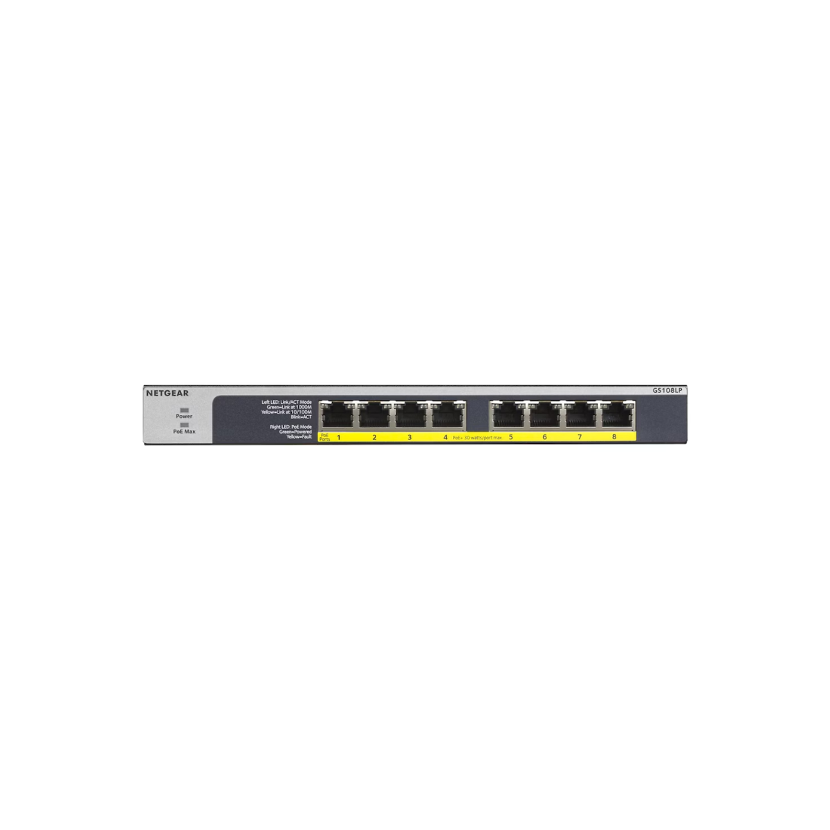 GS108LP-100NAS – NETGEAR 8-Port Gigabit Ethernet PoE+ Unmanaged Switch