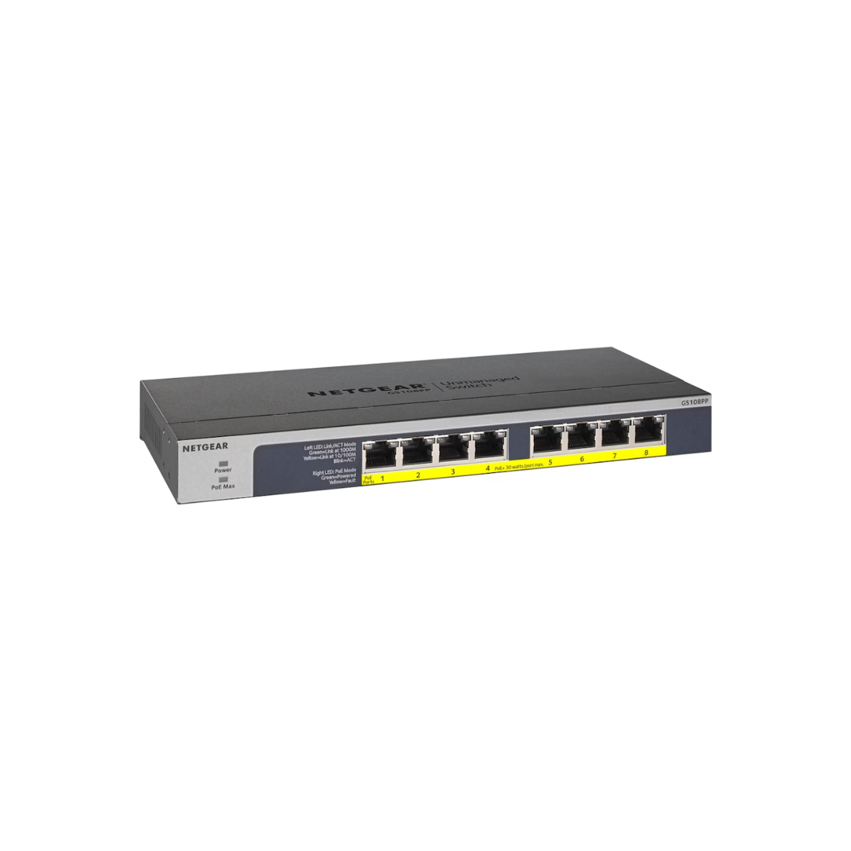 GS108LP-100NAS – NETGEAR 8-Port Gigabit Ethernet PoE+ Unmanaged Switch