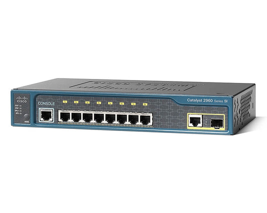 Cisco 2960 Switch 8 port 10/100 + 1 T/SFP LAN Lite WS-C2960-8TC-S main image