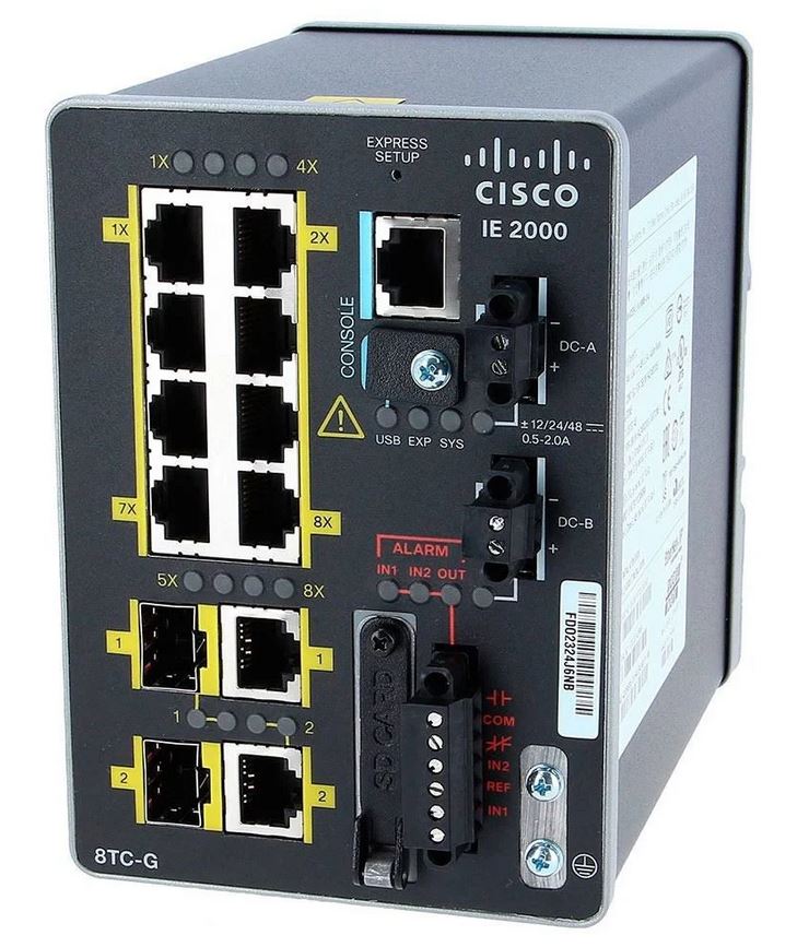 Cisco Industrial Ethernet 2000 Switch, 8 FE/2 Combo GE SFP, LAN Base I