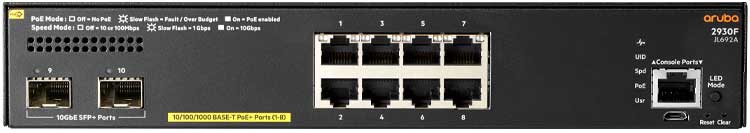 HPE Aruba 2930F 8-Port PoE+ Layer 3 Switch JL692A
