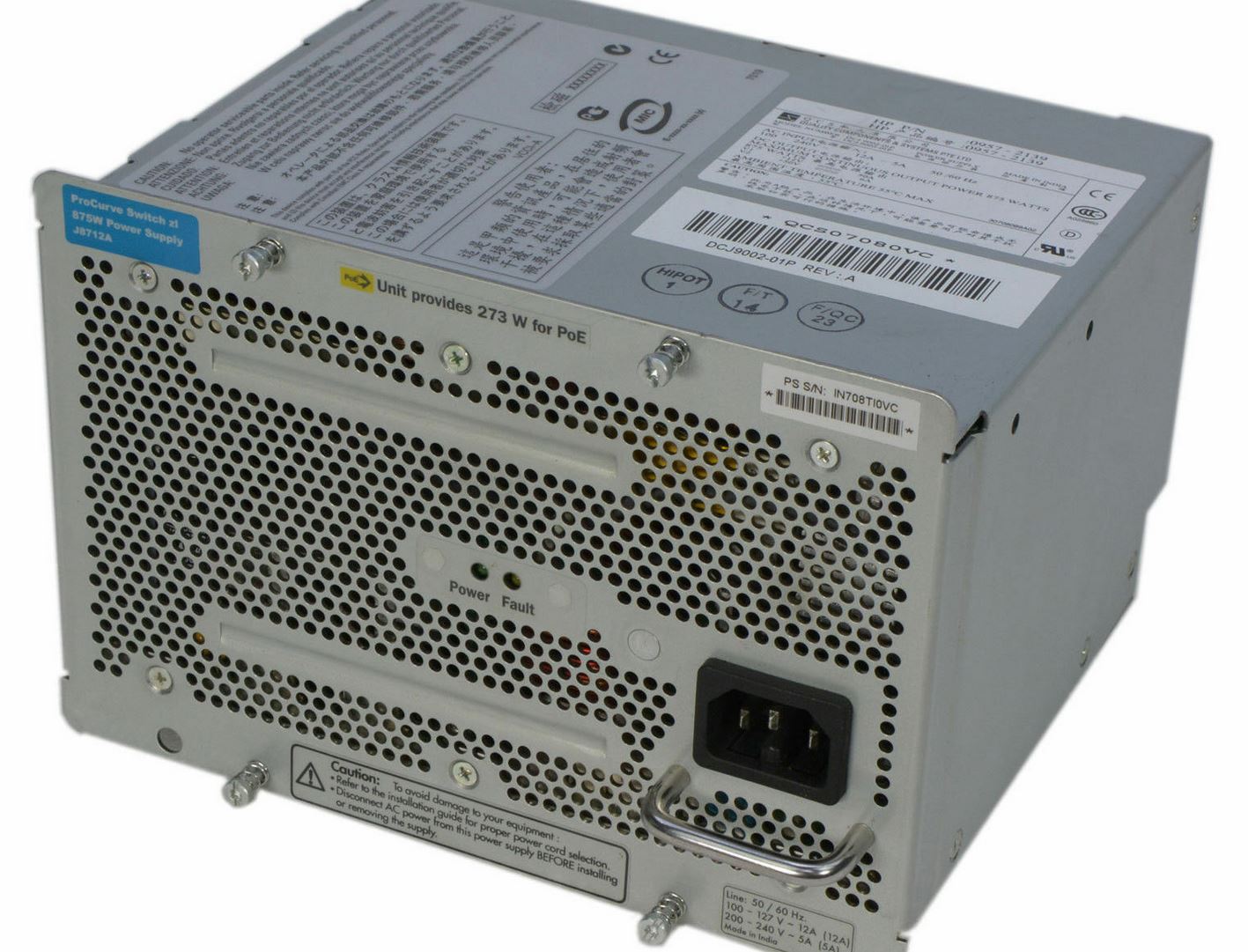 HP J8712A Procurve Switch Zl 875W AC Power Supply - J8712-61001, J8712-69001 main image