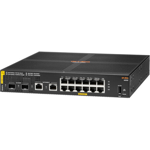 HPE Aruba 6000 12-Port 12G Class4 PoE 2G/2SFP 139W Switch R8N89A#ABA main image