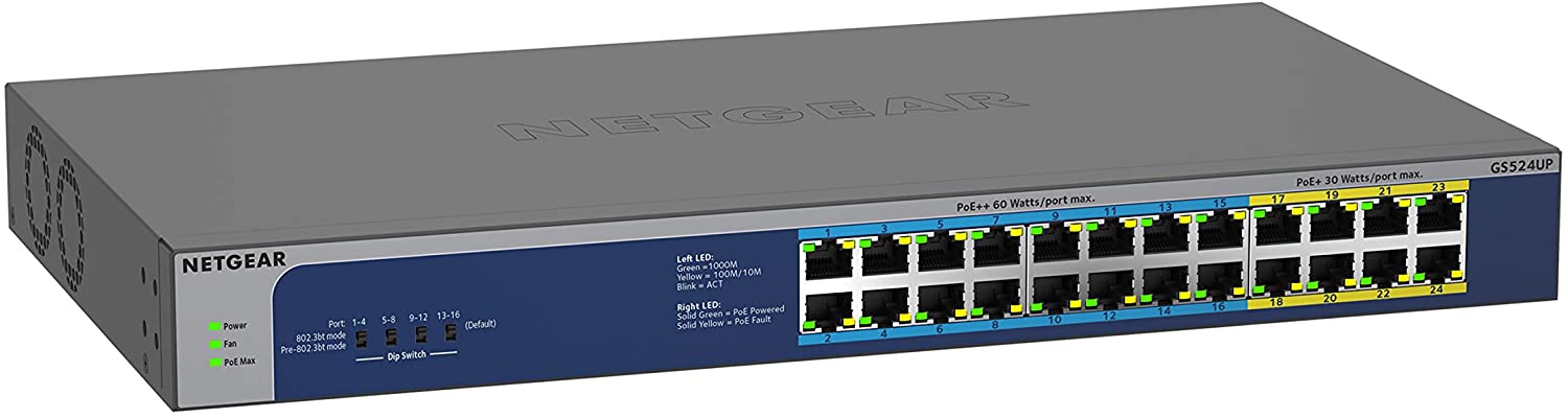 Netgear 24-Port Gigabit Ethernet Unmanaged PoE++ Switch GS524UP-100NAS main image