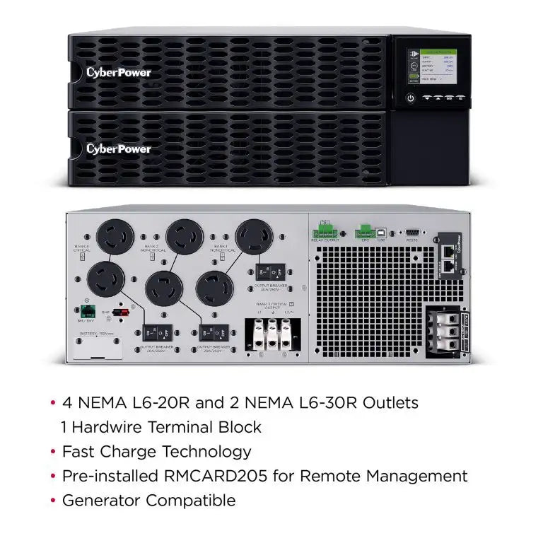 CyberPower Smart App Online UPS – OL8KRTHD – 8kVA / 8kW Online UPS with RMCARD205 and ECO Mode