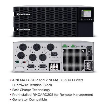 CyberPower Smart App Online UPS – OL8KRTHD – 8kVA / 8kW Online UPS with RMCARD205 and ECO Mode