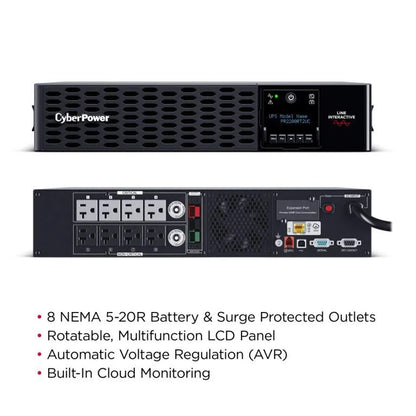 CyberPower PR2200RT2UC – Smart App Sinewave UPS – 2U Rack/Tower, 2200 VA / 2200 W
