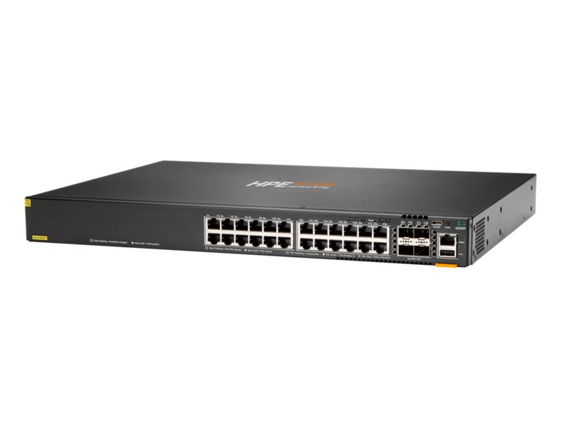 HPE Aruba 6300F 24-Port 1GbE Class 4 PoE+ 4-Port SFP56 Switch JL666A